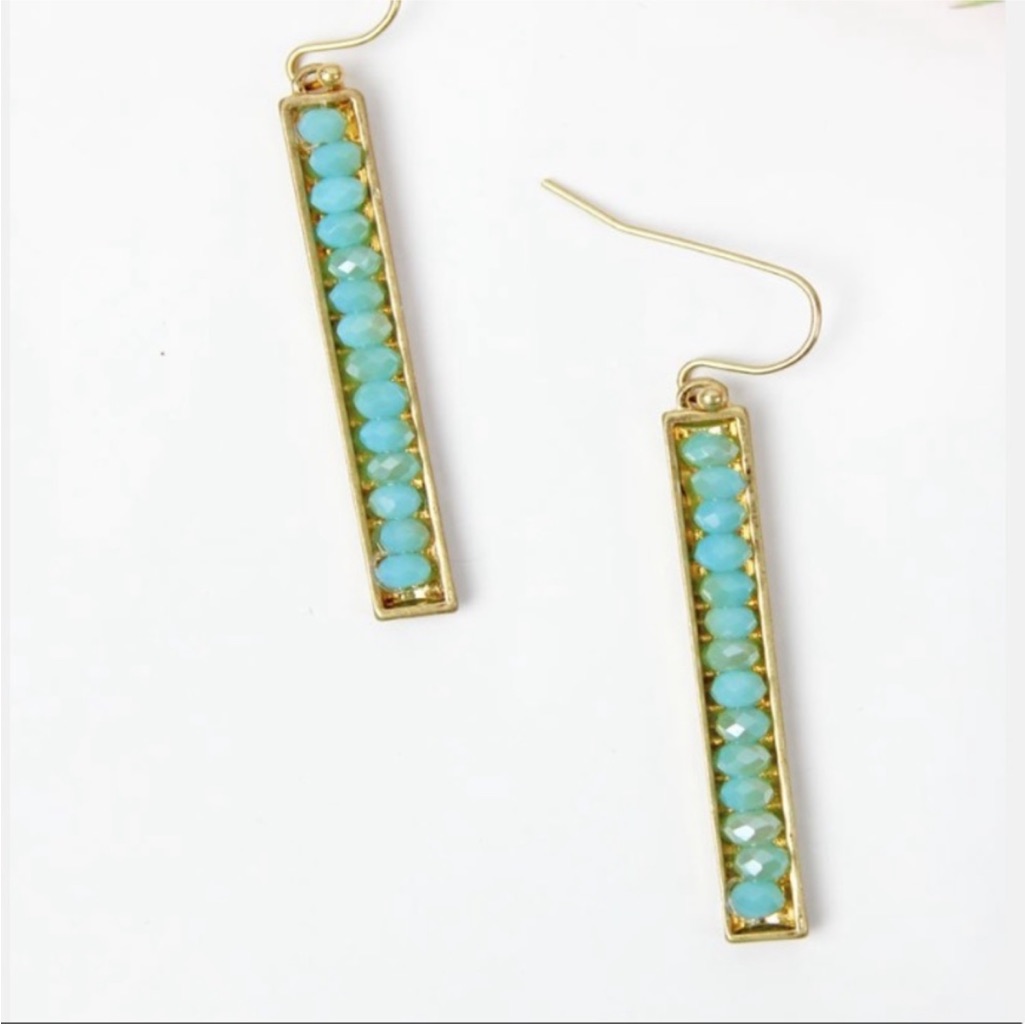 Turquoise Vertical Bead Bar Earrings
